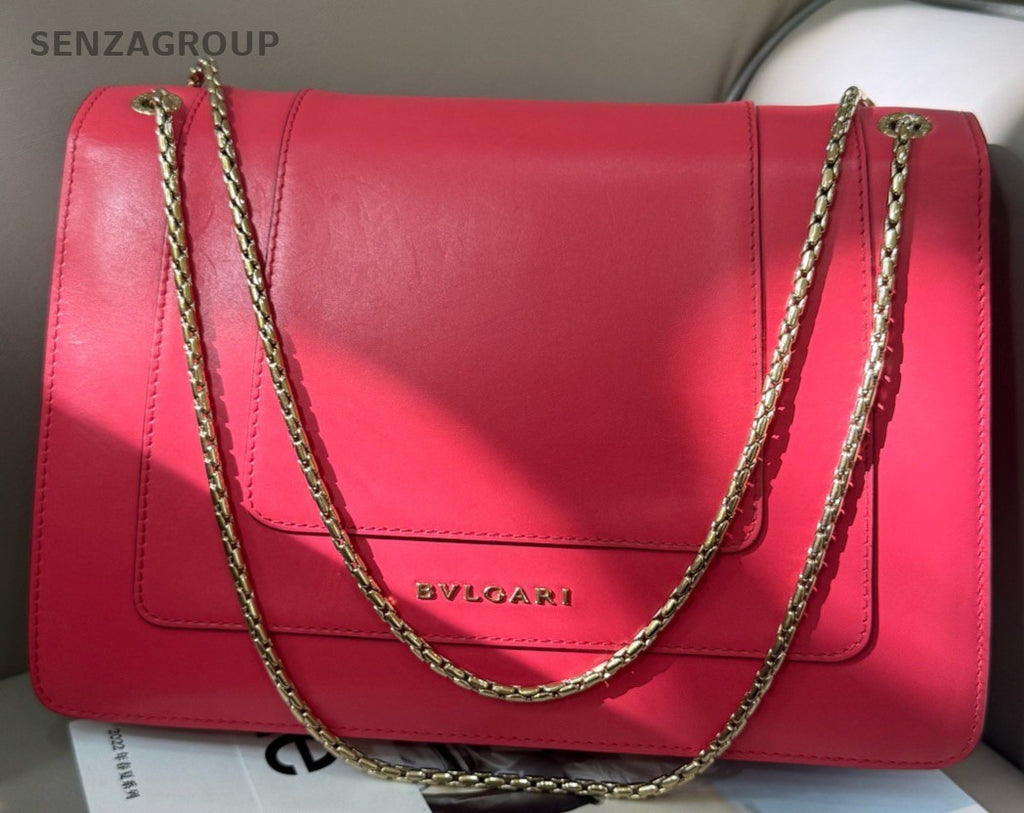 Bvlgari Snake Head MM Chain Shoulder Bag Pink Used Women Designer Classic