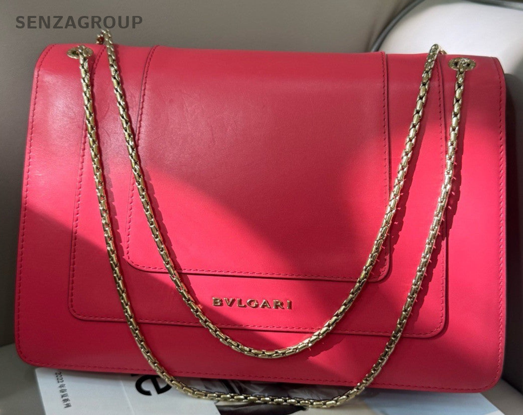 Bvlgari Snake Head MM Chain Shoulder Bag Pink Used Women Designer Classic