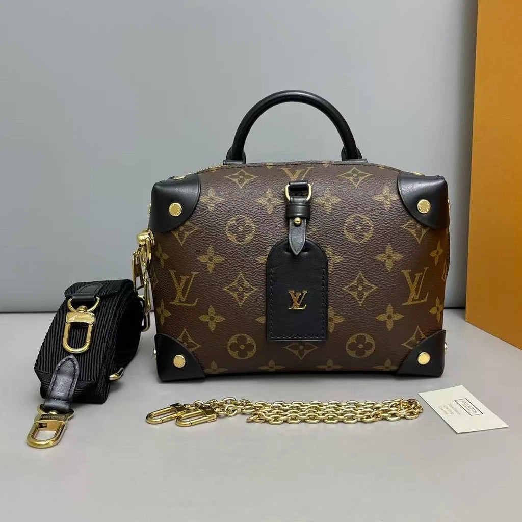 Louis Vuitton Malle Souple Monogram Top Handle Crossbody Brown Gold Women