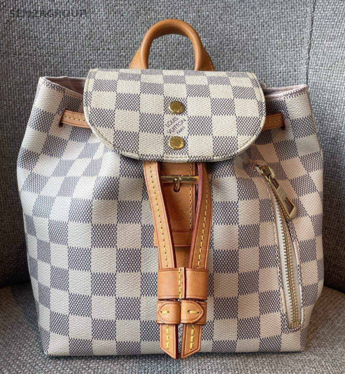 Louis Vuitton Sperone Mini Backpack White Gold Used Women Classic Fashion