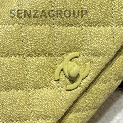 Chanel Calfskin Mini Coco Handle Yellow Handbag Chain Strap Crossbody