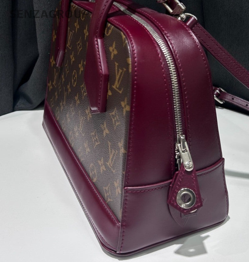 Louis Vuitton Dora Mng PM Monogram Top Handle Bag Crossbody Red Silver Women