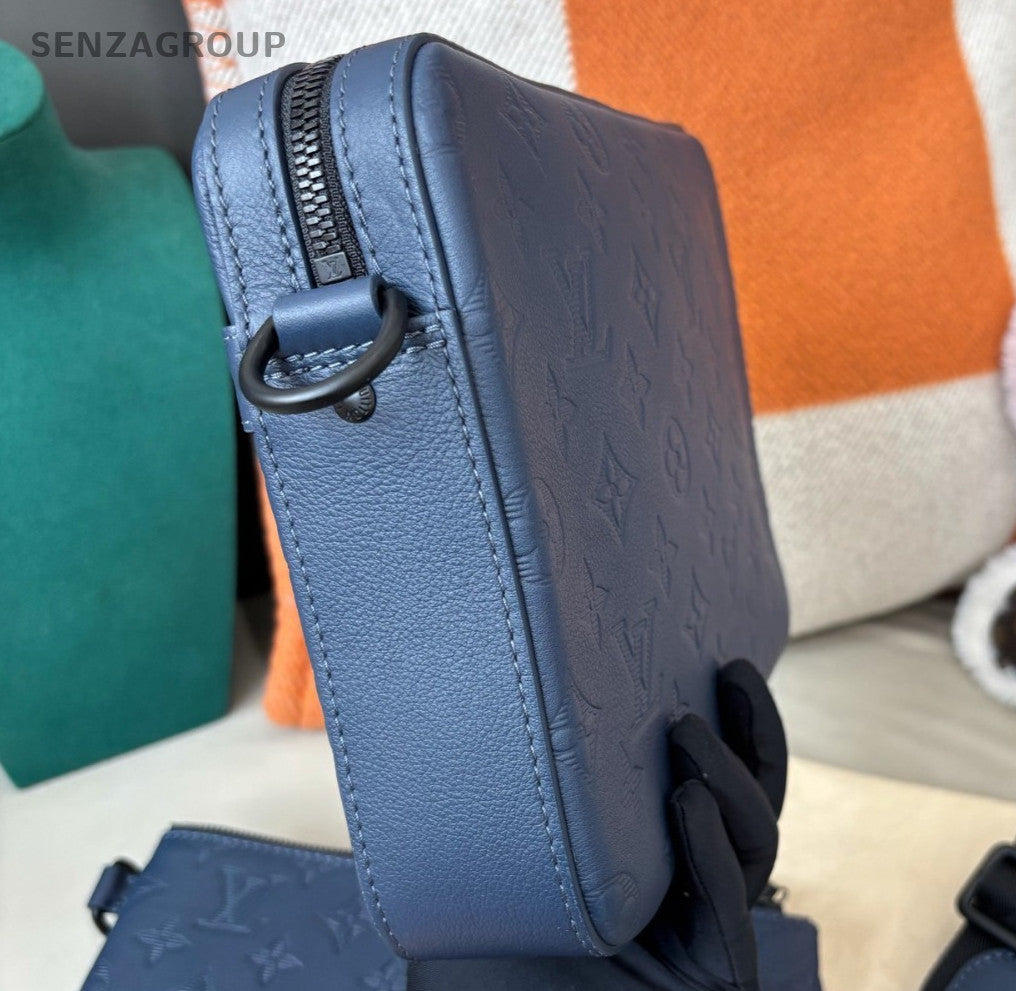 Louis Vuitton Trio Monogram Shoulder Bag Blue Black Unisex Adults Classic