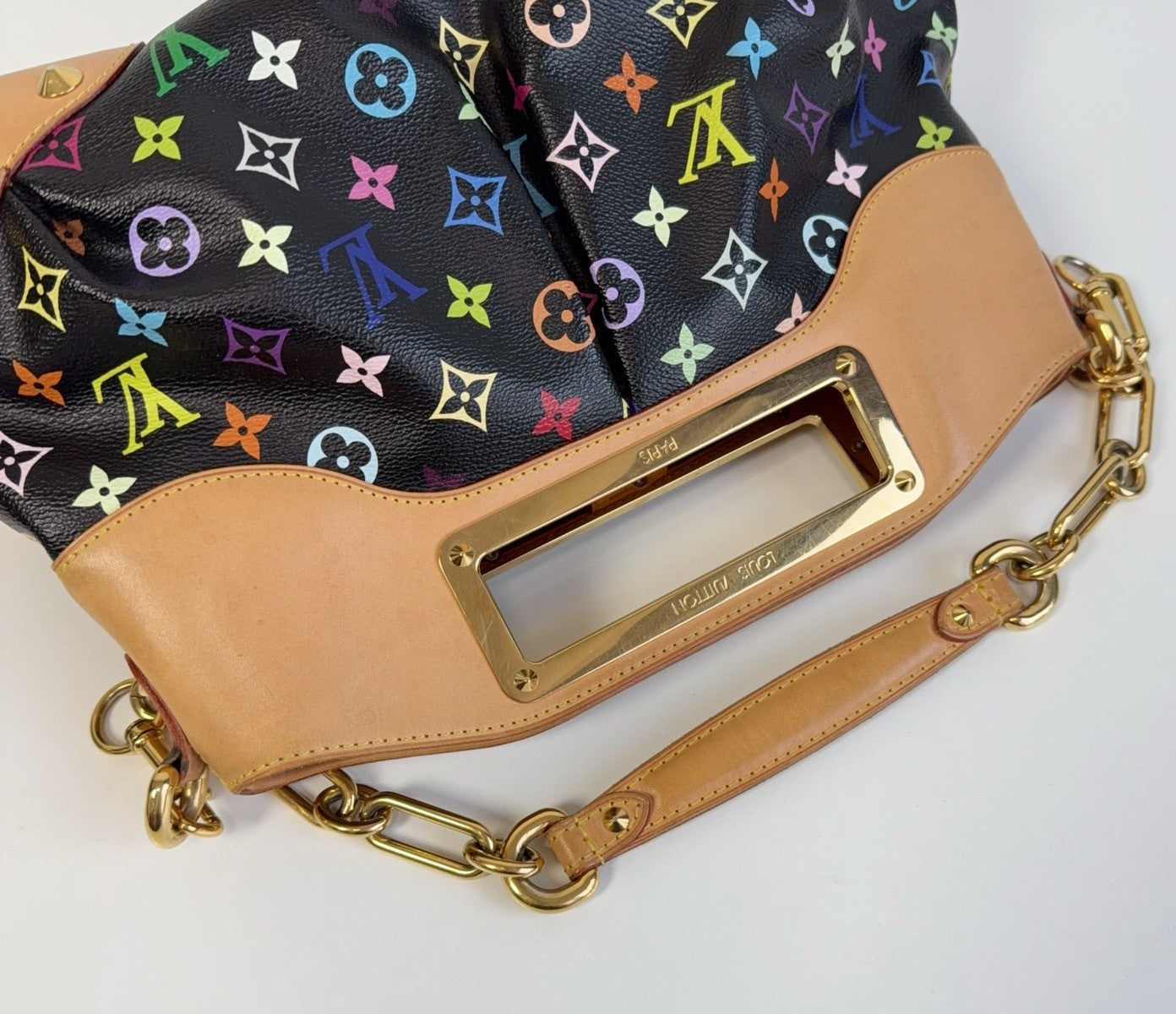 Louis Vuitton Judy MM Monogram Chain Shoulder Bag Black Multicolor Women Classic
