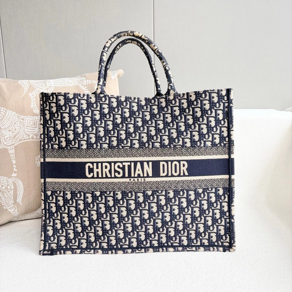 Dior Book Tote Blue Top Handle Tote Bag Excellent