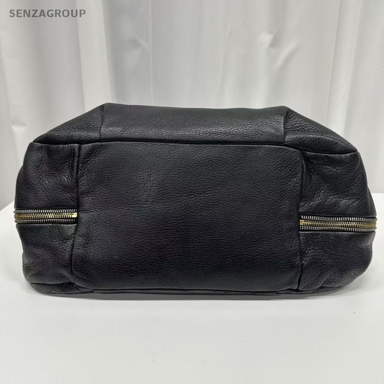 PRADA Black gold All Leather Tote Shoulder bag
