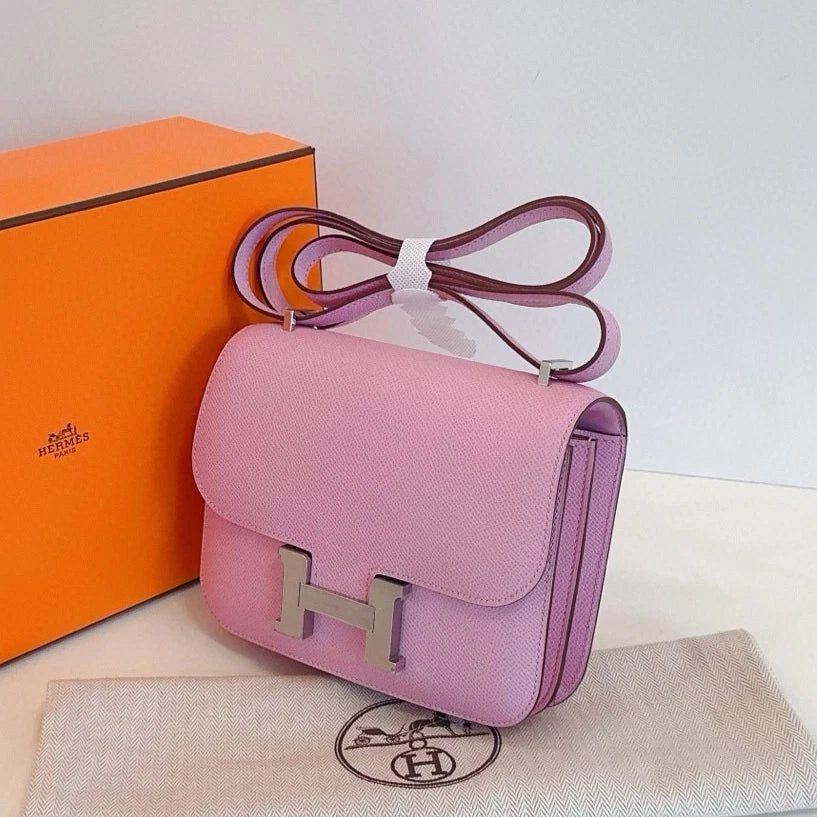 Hermes Constance19 Shoulder Crossbody Purple Silver Women Classic Fashion