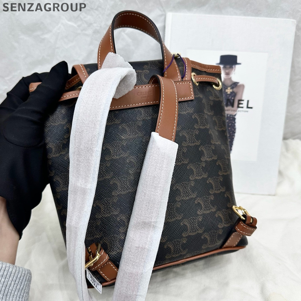 Celine Triomphe Mini Backpack Black & Brown Monogram - Classic Women's Bag