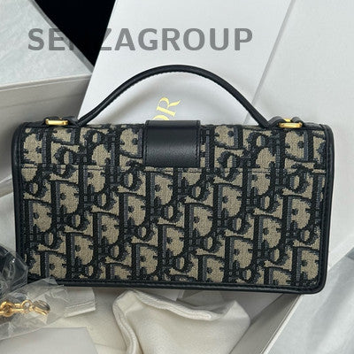Dior Montaigne Mini Chain Shoulder Bag Black Gold Classic Fashion Women