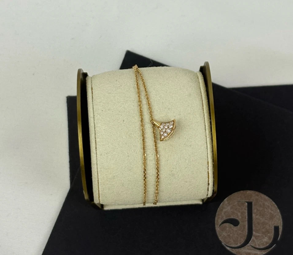 BVLGARI DIVAS' DREAM Full Diamond Fan Pendant Bracelet 18k Rose Gold 5.9–6.7 in