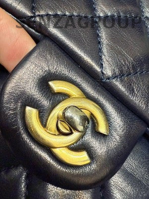 Chanel Classic Flap Navy Blue Quilted Chain Shoulder Bag