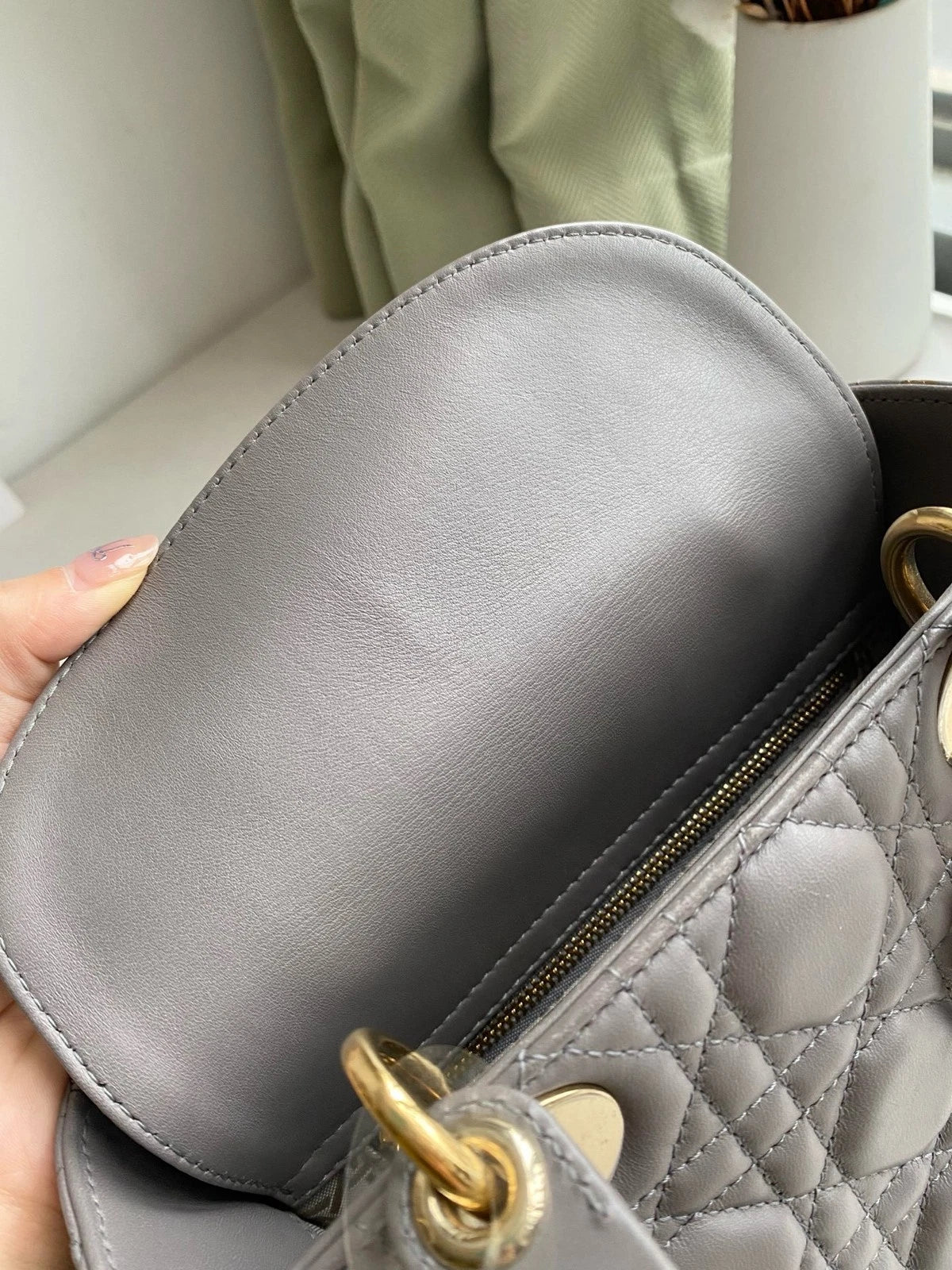 Dior Lady Dior Gray Shoulder Bag Crossbody Excellent