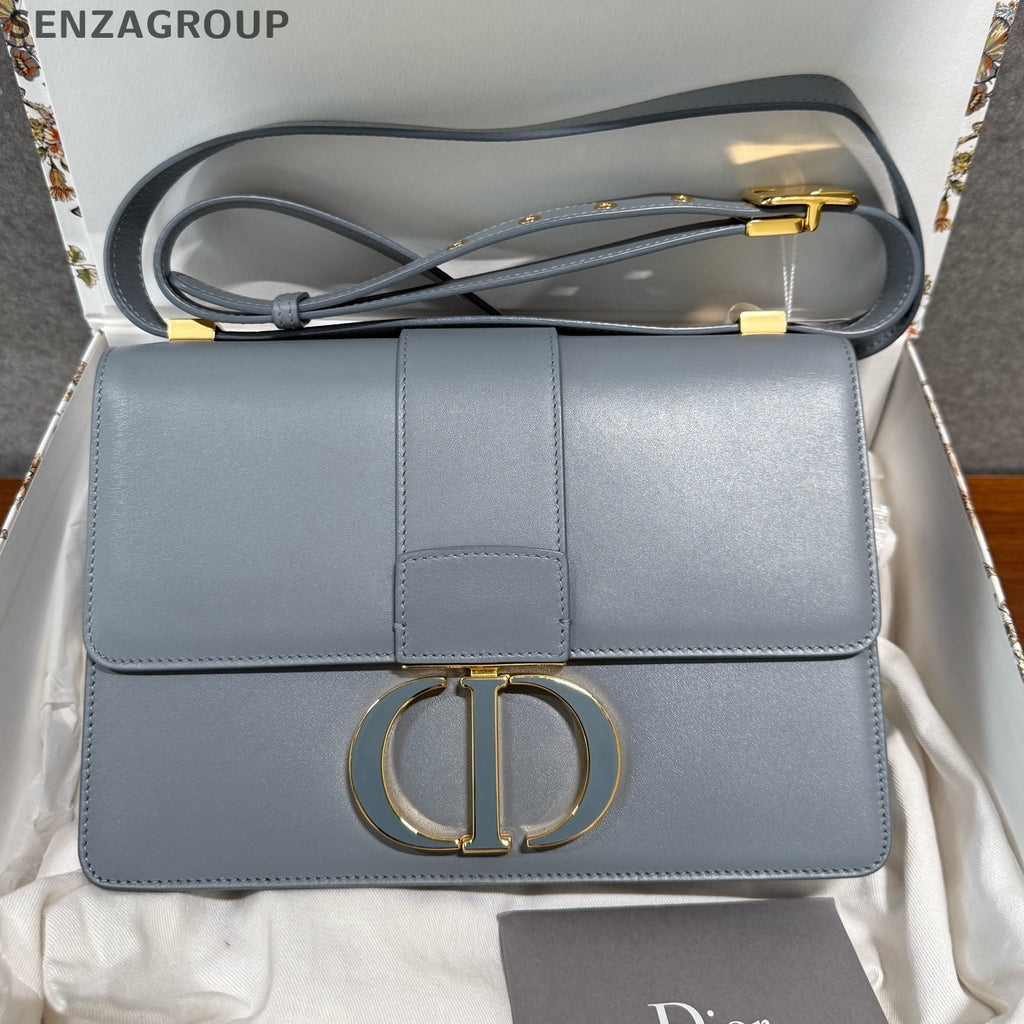 Dior Montaigne 30 Blue Gold Leather Shoulder Crossbody Bag Women Classic