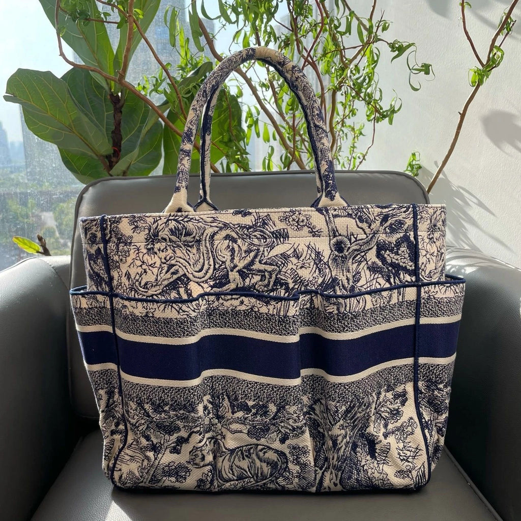 Dior Large Book Tote Printed Canvas Tote Bag For Women