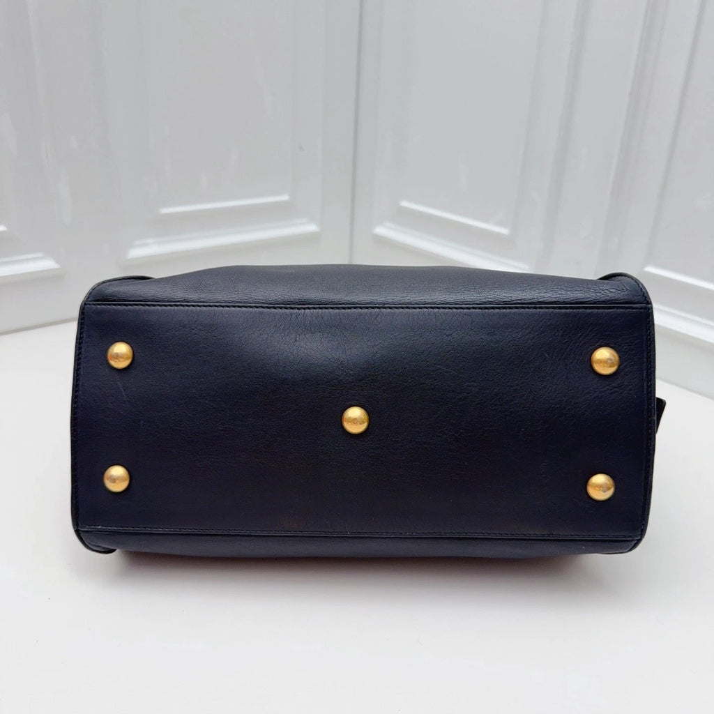 Saint Laurent Tote Black Top Handle Crossbody Bag Gold Hardware Women Fashion