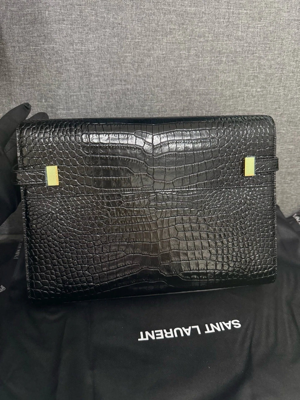 Saint Laurent Manhattan Croc Embossed Calfskin Bag For Women