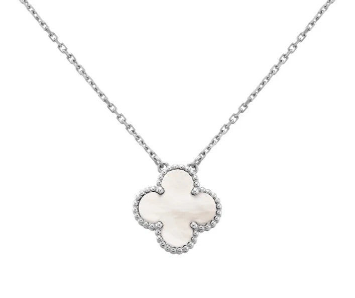 Van Cleef &amp; Arpels Vintage Alhambra Necklace 18K White Gold Mother of Pearl