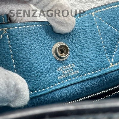 Vintage Hermès Togo Blue Tote Bag Women's Briefcase Silver Hardware