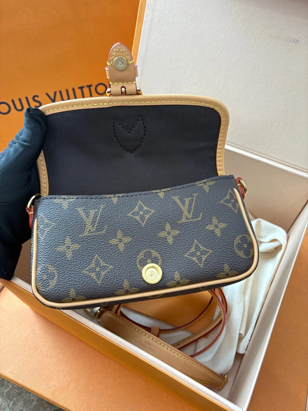 Louis Vuitton Nano Baguette Monogram Canvas Shoulder Bag Women