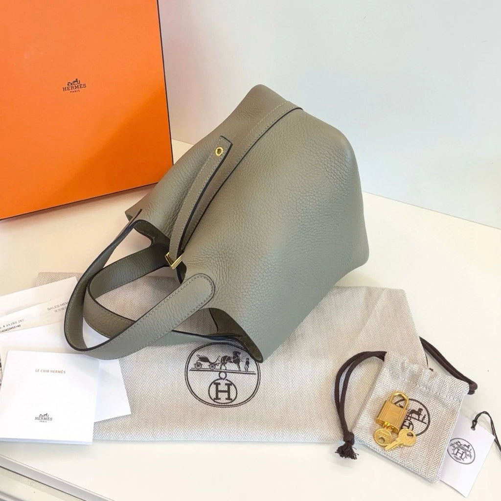 Hermes Picotin18 Tote Top Handle Bag Green Gold Used Women Classic Fashion