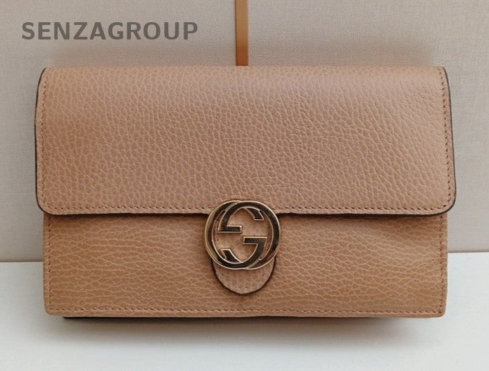 Gucci WOC Chain Shoulder Bag Crossbody Beige Gold Women Classic Fashion