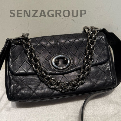 Chanel Black Silver Pig Nose Chain Shoulder Bag - Women's Fashion