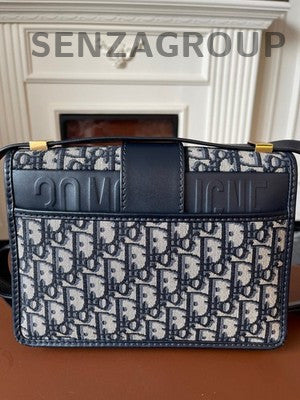 Dior 30 Montaigne Medium Oblique Blue Gold Shoulder Crossbody Bag