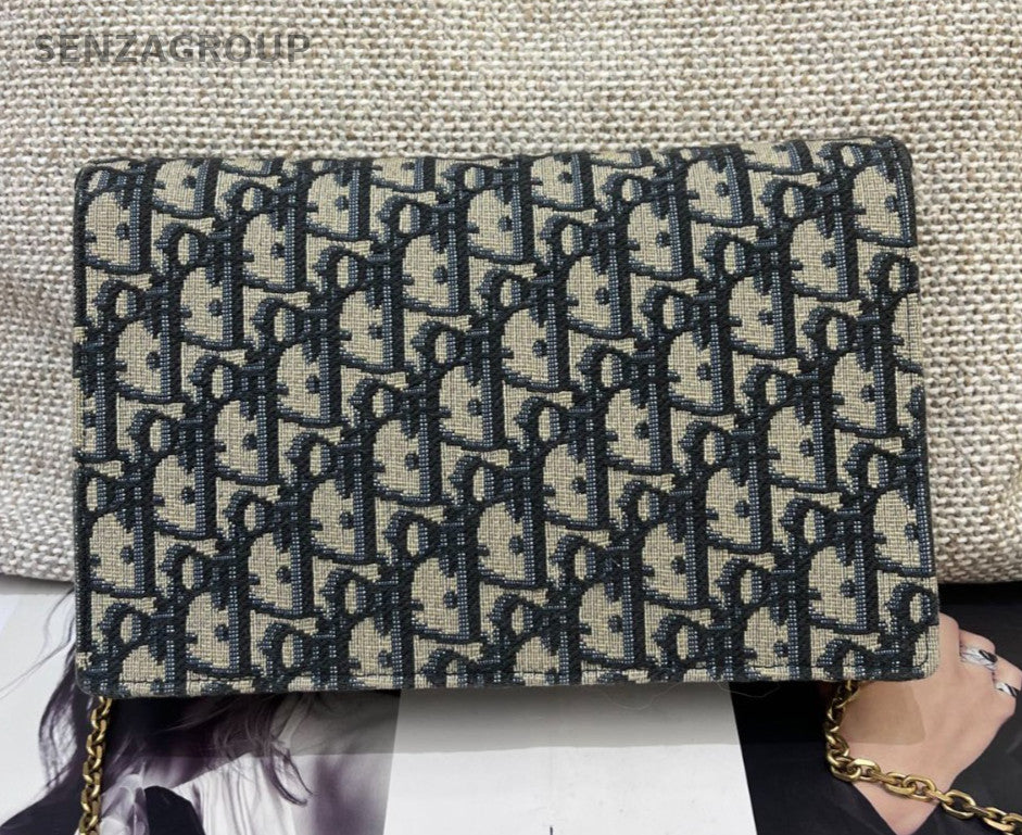 Christian Dior Montaigne30 Chain Shoulder Bag Black Gold Women Classic Designer