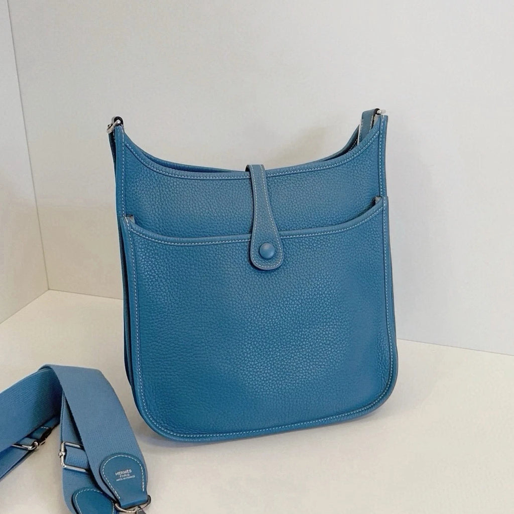 Hermes Evelyne29 Shoulder Bag Crossbody Blue Silver Used Women Classic Fashion