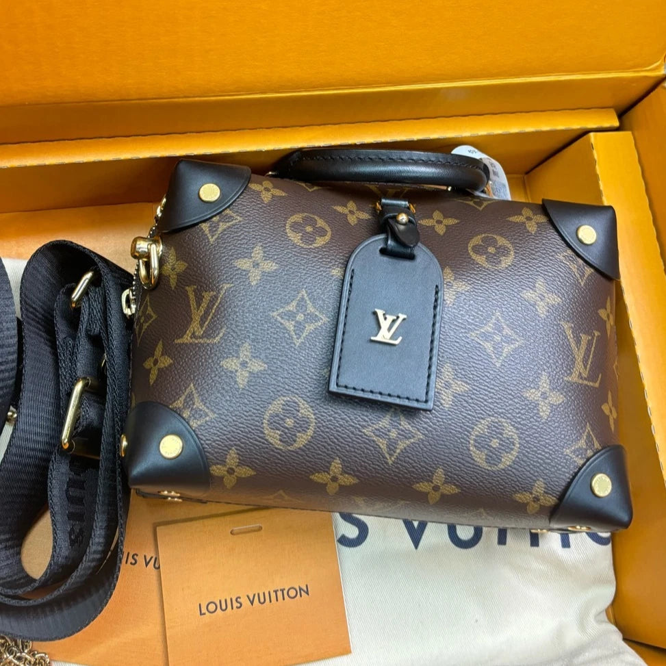 Louis Vuitton Petite Malle Souple Canvas Crossbody Handbag For Women