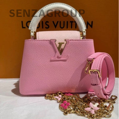Louis Vuitton Capucines Mini Pink Gold Chain Shoulder Bag Women's Fashion