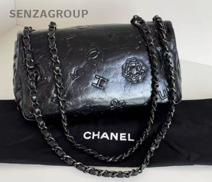 Chanel Classic Flap So Black Calfskin Chain Shoulder Bag Used Women Fashion