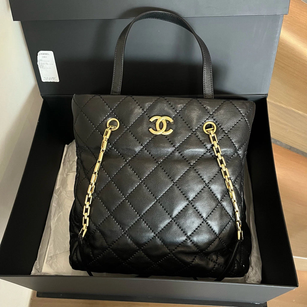 Chanel Large Shopping Bag Tote Calfskin Shoulder Bag Crossbody Women