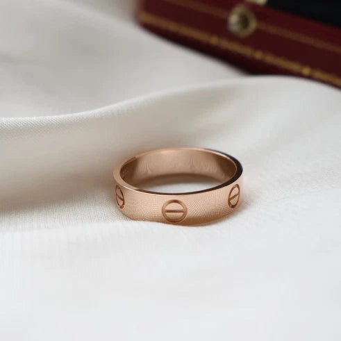 Excellent Cartier Love Classic Ring 18k Rose/Pink Gold Band Ring EU61/US9.5