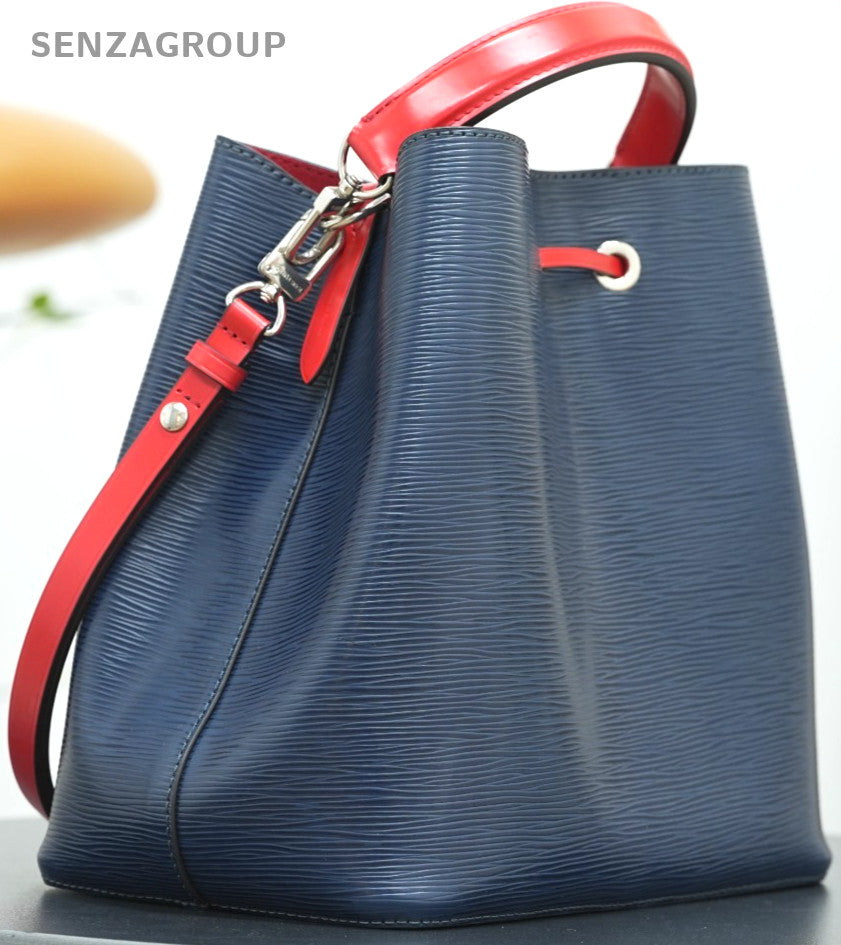 Louis Vuitton Epi Leather NeoNoe Bucket Drawstring Crossbody Handbag Navy Blue