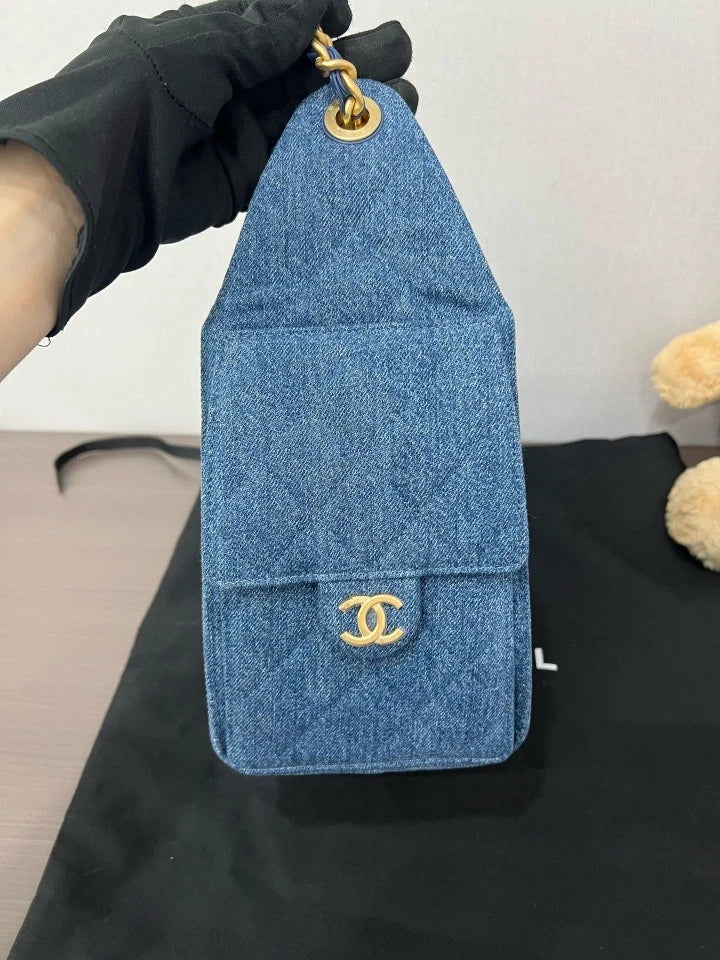 CHANEL 26P Denim Blue Small 25Bag Tote Bag For Women