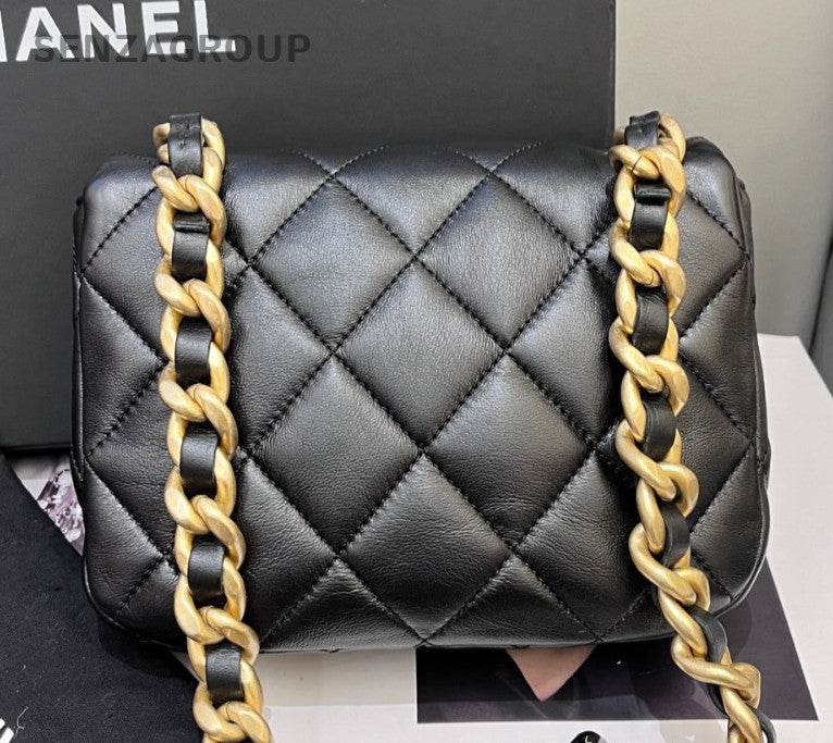 Chanel Classic Flap Chain Black Gold Diamond Shoulder Bag Crossbody Women