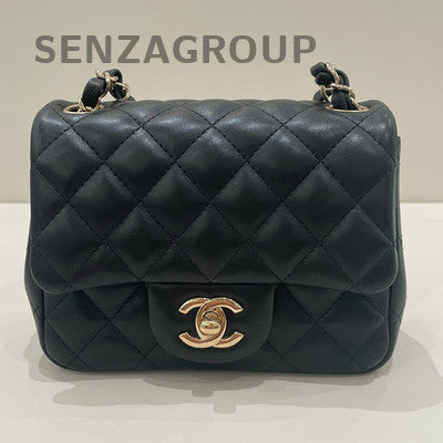 Chanel Classic Flap Quilted Chain Shoulder Bag Black Gold Women's Fashion