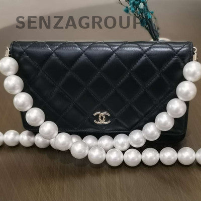 Chanel WOC Black Quilted Caviar Leather Pearl Chain Crossbody Bag