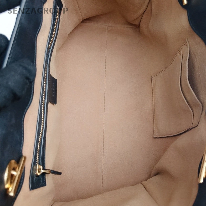 Gucci Padlock MM Chain Shoulder Bag Beige Black Gold Women Classic Fashion