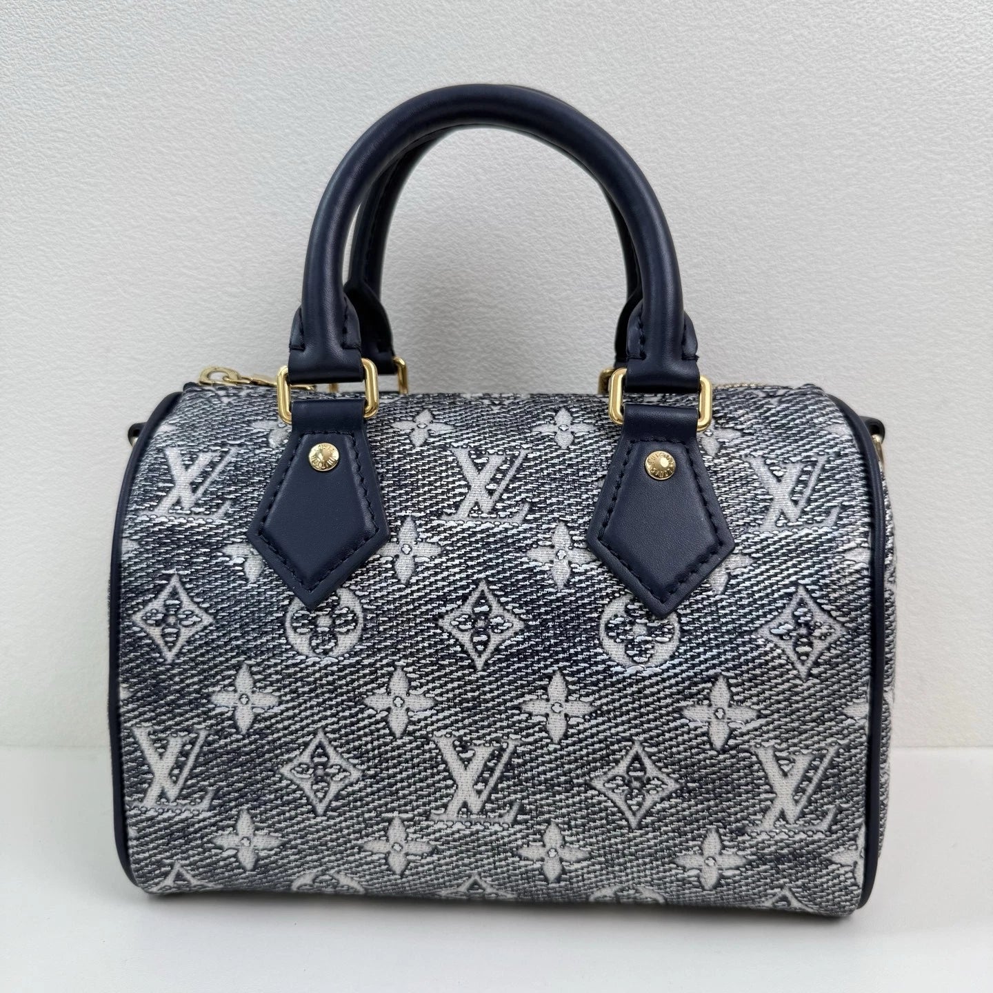 Louis Vuitton Speedy 20 Handbag Crossbody Bag Navy Blue Monogram