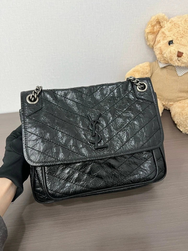 YSL Black Medium Niki Shoulder Crossbody Bag For Women