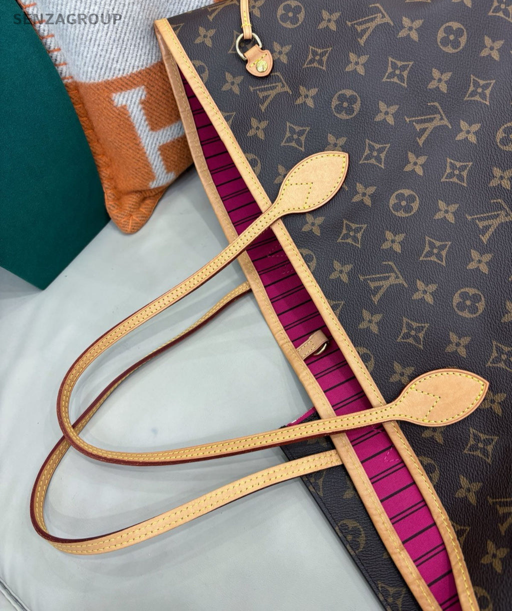 Louis Vuitton Neverfull GM Monogram Shoulder Bag Brown Gold Women Classic