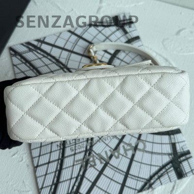 Chanel Small White Quilted Chain Crossbody Bag Gold Hardware
