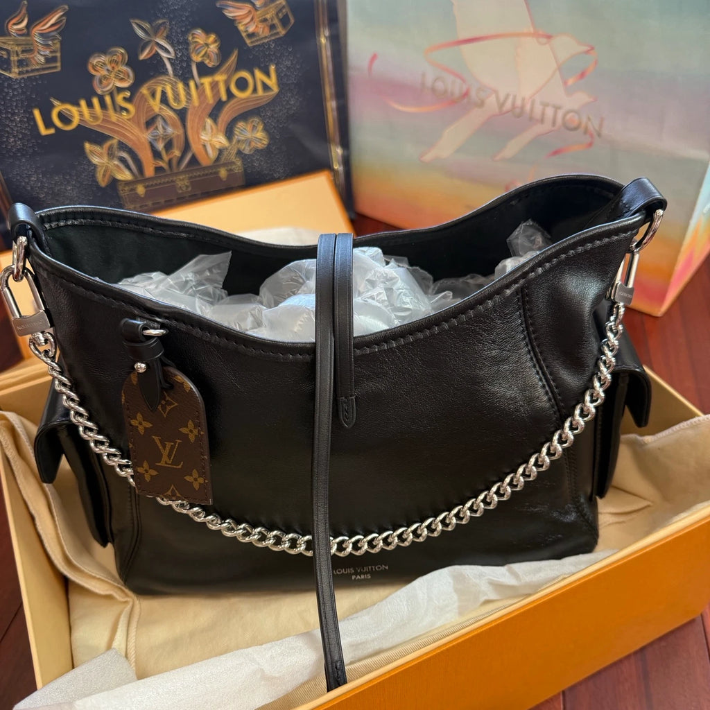 Louis Vuitton Carryall Cargo Vibe PM Shoulder Crossbody Black Silver Women