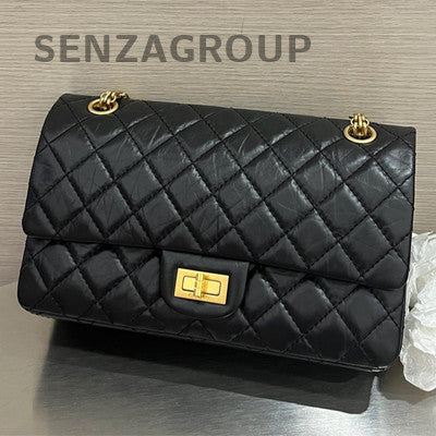 Chanel Black Gold Medium Calfskin Quilted Chain Shoulder Bag Classic
