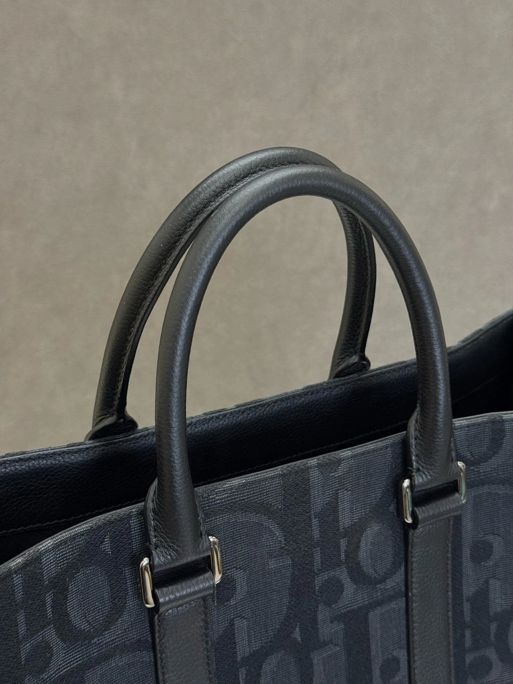 Dior Black Canvas Monogram Women Tote Handbag