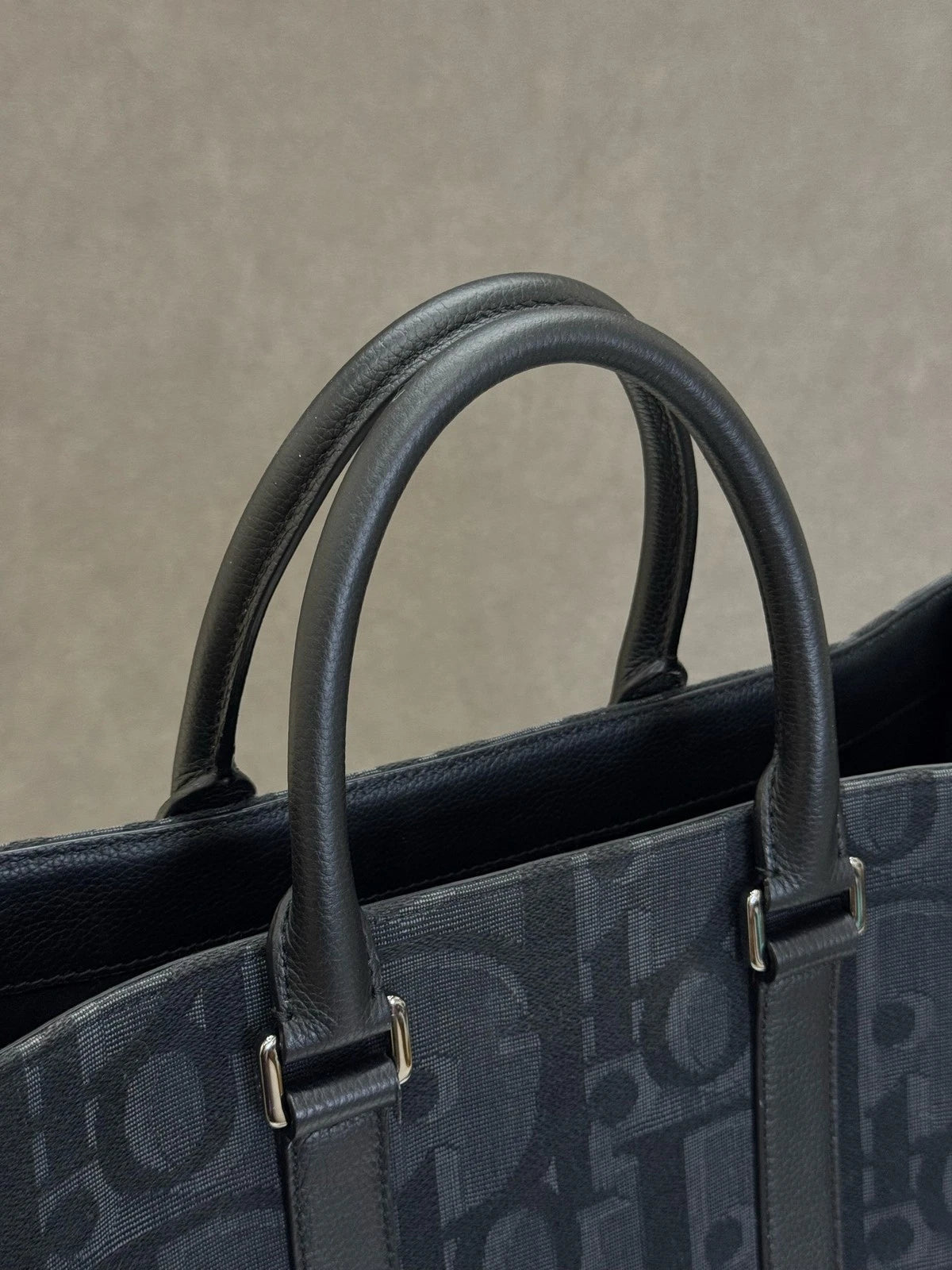 Dior Black Canvas Monogram Women Tote Handbag