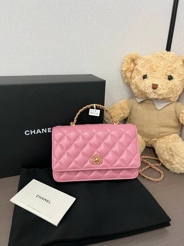 CHANEL 24C Pink Cutout Handle WOC Crossbody Bag For Women