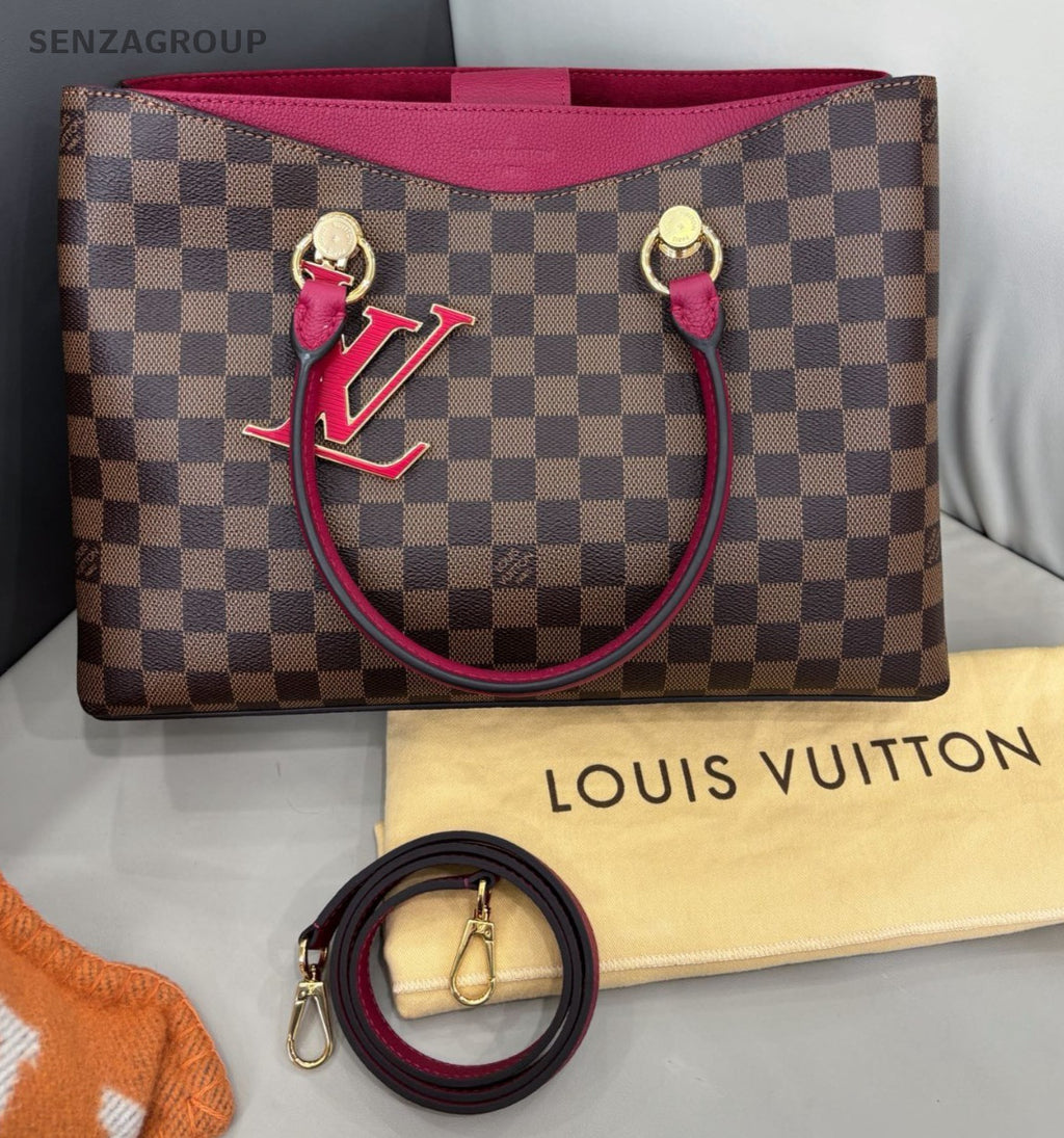 Louis Vuitton Riverside Damier Ebene Top Handle 2way Shoulder Handbag Brown Wome